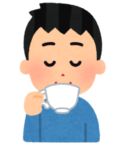 冬場は意外と水分不足になりやすい。出来るだけ飲み物を！
